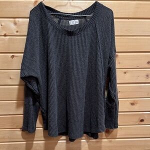 Charcoal gray thermal Long Sleeve Top